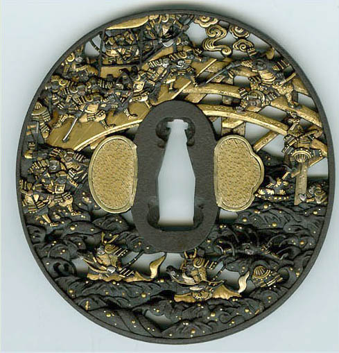 A HIIRAGIYA TSUBA USED TO DEPICT JAPANESE HISTORY